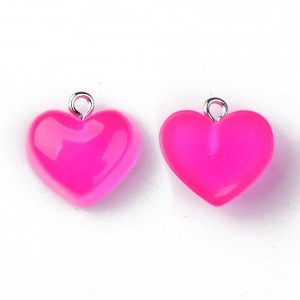 Resin Privezak Srce  Deep Pink