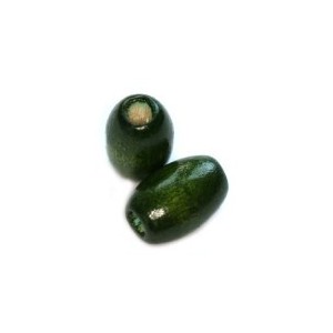 Drvena perla ovalna 12x8 mm Zelena 40 komada