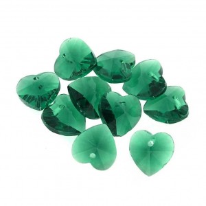 Stakleno Srce 14 mm Emerald