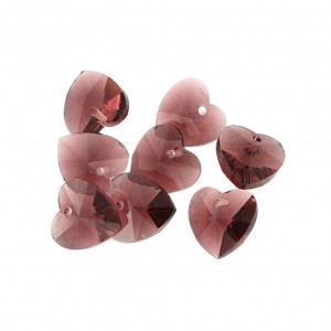 Stakleno Srce 14 mm Ruby