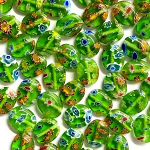 Millefiori Oval Green